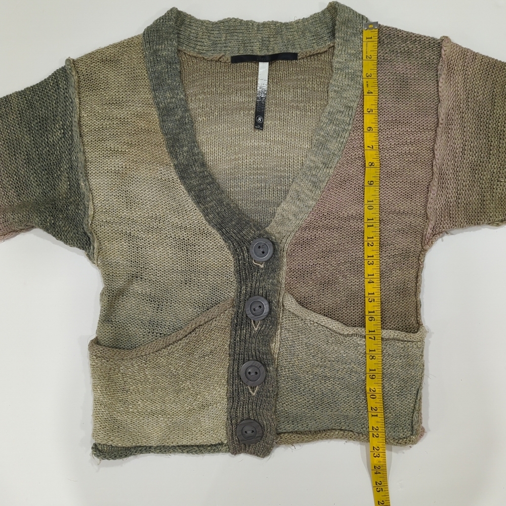Kensie Pink Green Button Cardigan Chunky Knit - Women's Small Multicolor Heavy - Picture 15 of 16